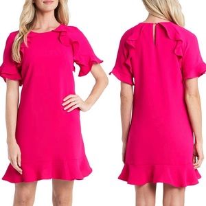 CeCe Ruffled Crepe Dress